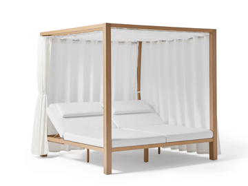 KAHN - Canopy TechTeak and fabric garden bed with parasol by POINT - view 2