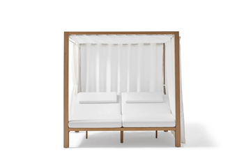 KAHN - Canopy TechTeak and fabric garden bed with parasol by POINT - view 3