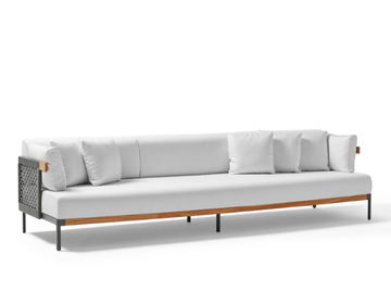 LEGACY - 4 seater rope and fabric garden sofa by POINT - view 2