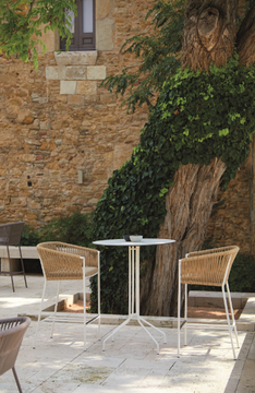 WEAVE - Round teak high table by POINT - view 3