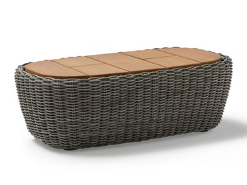 HERITAGE - Rectangular Shintotex® garden side table with teak top by POINT - view 2
