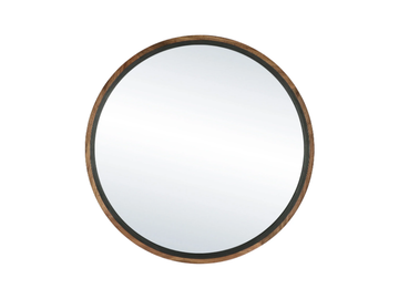 GRAMM - Wall-mounted framed round acacia mirror by POMAX - view 3