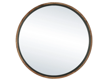 GRAMM - Wall-mounted framed round acacia mirror by POMAX - view 2