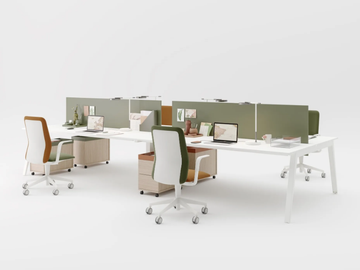 DODICI - Wooden workstation desk with cable management by PROF - view 3