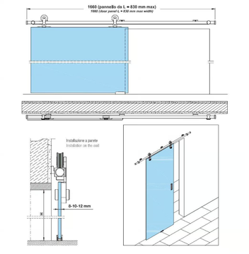 KIT KRISTAL - Anodized aluminium sliding door track by PROTEK® - view 3