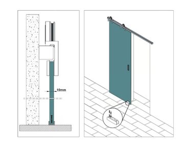 KIT ZERO - Anodized aluminium sliding door track by PROTEK® - view 3