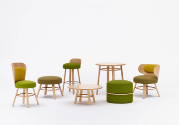 K2 C-2220 - Low upholstered wooden stool by Paged - view 3