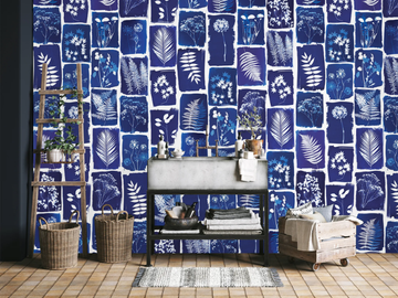CYANOTYPE BOTANICUM - Panoramic wallpaper by PaperMint - view 2