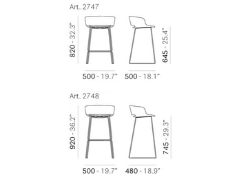 BABILA 2747 - Sled base high polypropylene stool by Pedrali - view 3