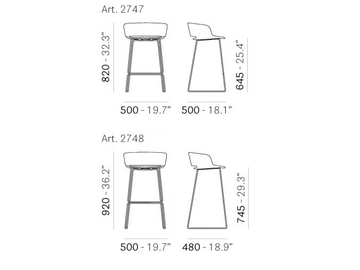 BABILA 2748 - Sled base high polypropylene stool by Pedrali - view 3