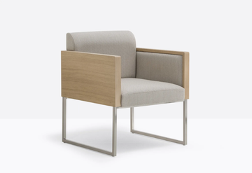 BOX 741 - Sled base upholstered easy chair with armrests by Pedrali - view 3