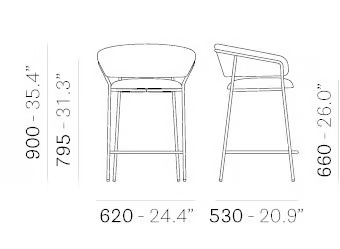 JAZZ 3717 - High fabric stool with armrests by Pedrali - view 3