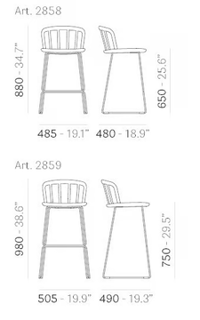 NYM 2858 - Sled base high ash stool with footrest by Pedrali - view 3
