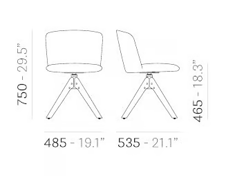 NYM SOFT 2842 - Swivel upholstered trestle-based fabric chair by Pedrali - view 3