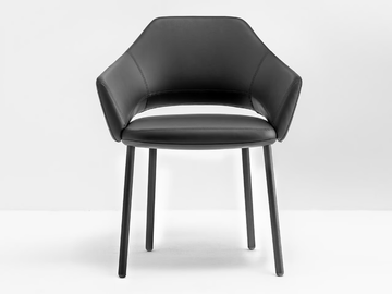 VIC METAL 646 - Upholstered leather chair with armrests by Pedrali - view 3