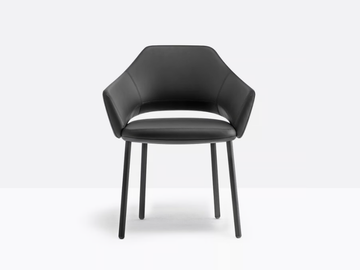VIC METAL 647 - Upholstered leather chair with armrests by Pedrali - view 3