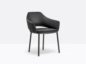 VIC METAL 647 - Upholstered leather chair with armrests by Pedrali - view 2