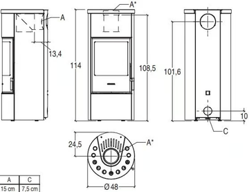 E124 - Wood-burning steel stove for air heating by Piazzetta - view 3