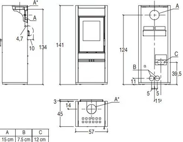 E128 A - Wood-burning steel stove Class A+ by Piazzetta - view 3