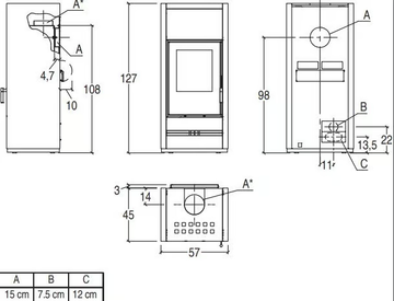 E128 - Wood-burning steel stove for air heating Class A+ by Piazzetta - view 3