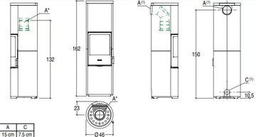 E924 A-H - Wood-burning wall-mounted steel stove Class A+ by Piazzetta - view 3