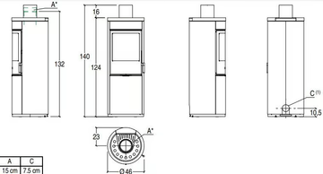 E924 A - Wood-burning wall-mounted steel stove Class A+ by Piazzetta - view 3