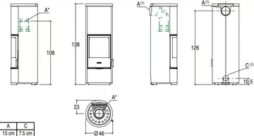 E924-H - Wood-burning wall-mounted steel stove Class A+ by Piazzetta - view 3