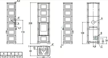 E928 C-H - Central stove for air heating Class A+ by Piazzetta - view 3