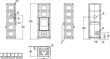 E928 C-M - Wood-burning wall-mounted stove Class A+ by Piazzetta - view 3