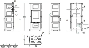 E928 C - Wood-burning stove for air heating Class A+ by Piazzetta - view 3