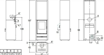 E928-H - Wood-burning wall-mounted stove for air heating Class A+ by Piazzetta - view 3