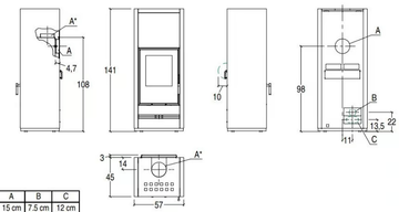 E928 M - Wood-burning wall-mounted stove Class A+ by Piazzetta - view 3