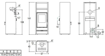 E928 S - Wood-burning wall-mounted stove Class A+ by Piazzetta - view 3