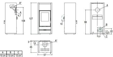 E928 - Wood-burning wall-mounted steel stove Class A+ by Piazzetta - view 3