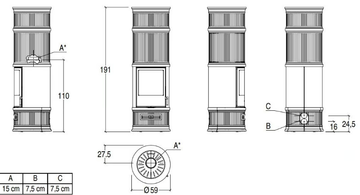 E929 C-H - Wood-burning Central stove for air heating Class A+ by Piazzetta - view 3