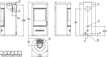 E929 M - Wood-burning wall-mounted stove for air heating Class A+ by Piazzetta - view 3