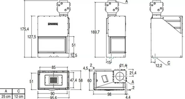 MA 285 D/S SL PLUS - Wood-burning Fireplace insert Class A by Piazzetta - view 3
