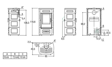 E928 - Wood-burning faïence stove Class A+ by Piazzetta - view 3