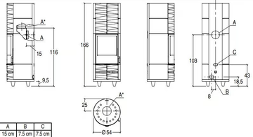 ROUND-H - Wood-burning Central stove for air heating Class A+ by Piazzetta - view 3