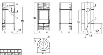 ROUND-M - Wall-mounted stove for air heating Class A+ by Piazzetta - view 3