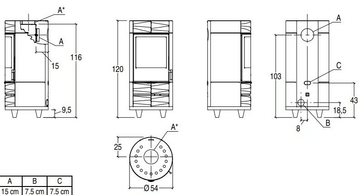 ROUND - Wood-burning wall-mounted stove for air heating Class A+ by Piazzetta - view 3