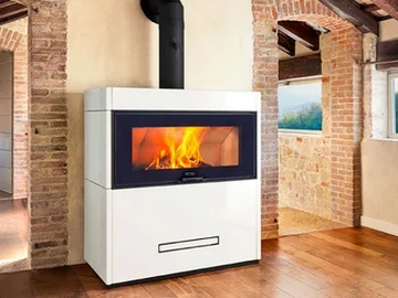LUGANO - Wood-burning wall-mounted stove for air heating Class A by Piazzetta - view 2
