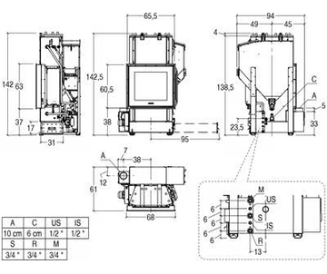 MP973 TH ACS - Pellet Monoblock Boiler fireplace by Piazzetta - view 3