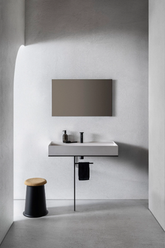 ELEMENT 103 - Rectangular single composite material washbasin with towel rail by Pirovano - view 3