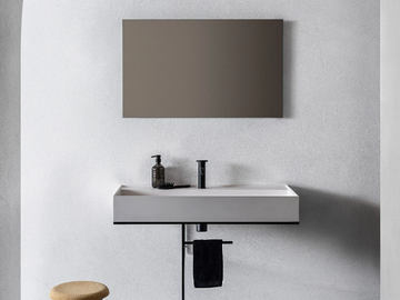 ELEMENT 103 - Rectangular single composite material washbasin with towel rail by Pirovano - view 2