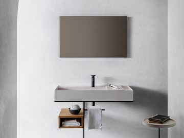 ELEMENT 104 - Wall-mounted rectangular composite material washbasin with towel rail by Pirovano - view 2