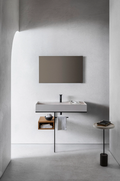 ELEMENT 104 - Wall-mounted rectangular composite material washbasin with towel rail by Pirovano - view 3