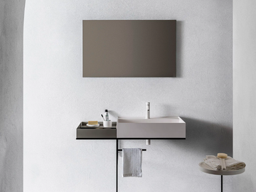 ELEMENT 105 - Rectangular single composite material washbasin with towel rail by Pirovano - view 2