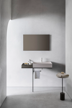 ELEMENT 105 - Rectangular single composite material washbasin with towel rail by Pirovano - view 3
