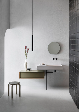 ELEMENT 108 - Wall-mounted rectangular composite material washbasin with towel rail by Pirovano - view 3